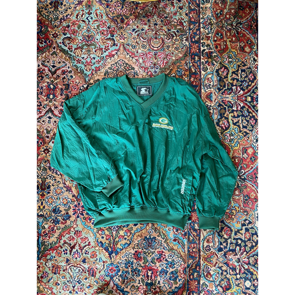Starter Green Bay Packers Windbreaker Super Bowl 31 XXXI Crew Neck Green Size L
